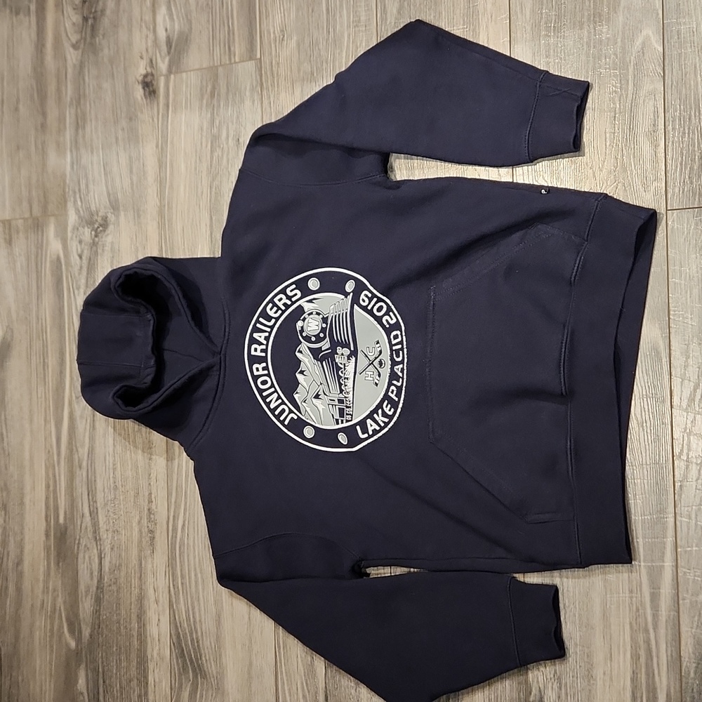 EUC Pennant Junior Railors Boys sz YL Sweatshirt w/hoodie & front pouch